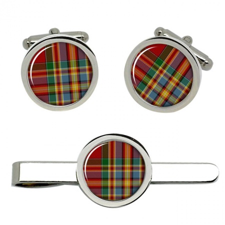 Chattan Scottish Tartan Cufflinks and Tie Clip Set