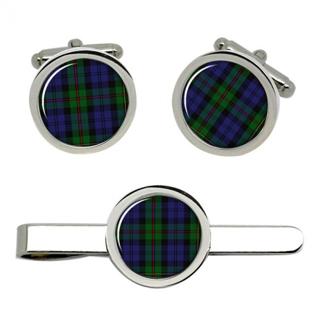 MacEwen Scottish Tartan Cufflinks and Tie Clip Set