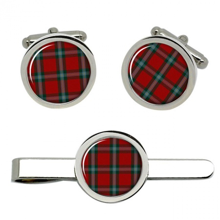 Maclaine Scottish Tartan Cufflinks and Tie Clip Set