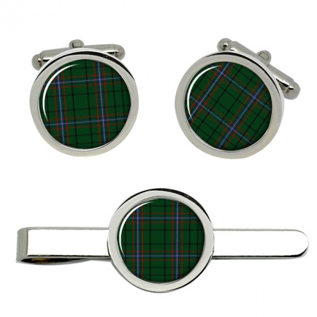 Macrae Scottish Tartan Cufflinks and Tie Clip Set