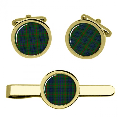 Aiton Scottish Tartan Cufflinks and Tie Clip Set