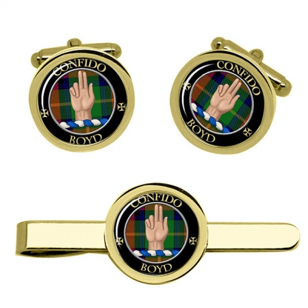 Boyd Scottish Clan Crest Cufflink and Tie Clip Set