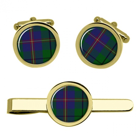 Carmichael Scottish Tartan Cufflinks and Tie Clip Set
