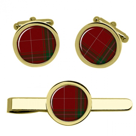 Carruthers Scottish Tartan Cufflinks and Tie Clip Set