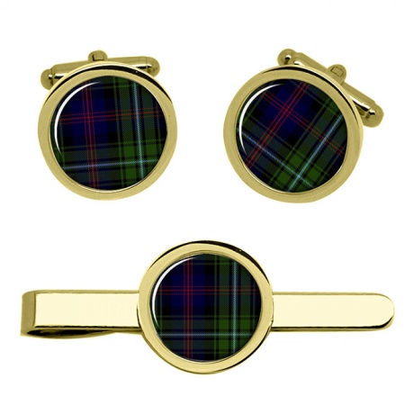 Clark Scottish Tartan Cufflinks and Tie Clip Set