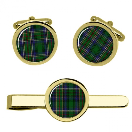 Cockburn Scottish Tartan Cufflinks and Tie Clip Set