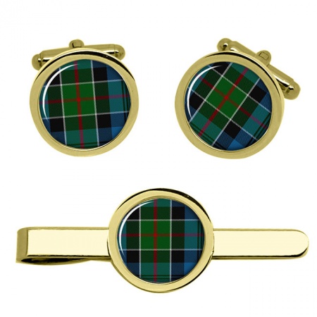 Colquhoun Scottish Tartan Cufflinks and Tie Clip Set