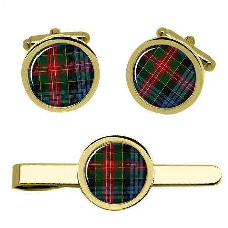 Comyn Scottish Tartan Cufflinks and Tie Clip Set