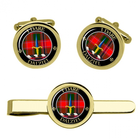 Dalziel Scottish Clan Crest Cufflink and Tie Clip Set