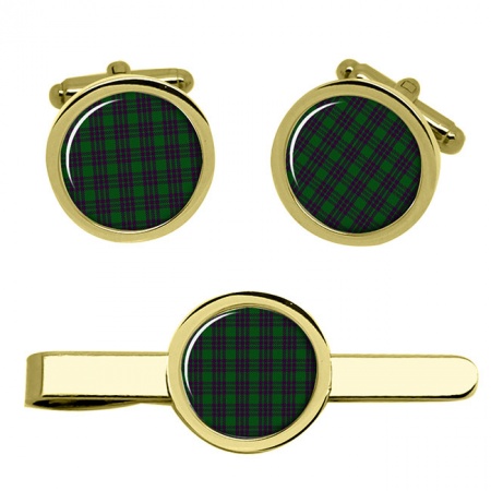 Elphinstone Scottish Tartan Cufflinks and Tie Clip Set