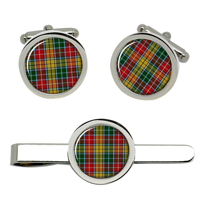 Buchanan Scottish Tartan Cufflinks and Tie Clip Set