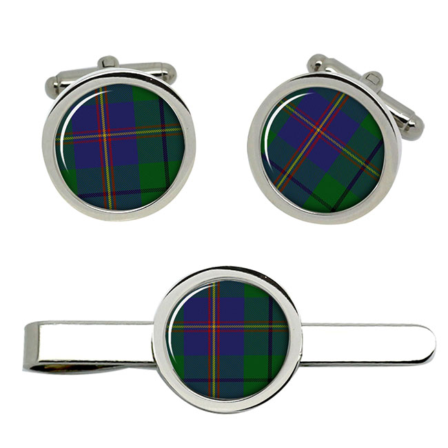 Carmichael Scottish Tartan Cufflinks and Tie Clip Set