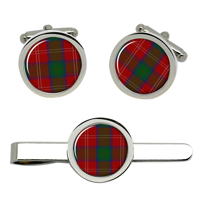 Chisholm Scottish Tartan Cufflinks and Tie Clip Set