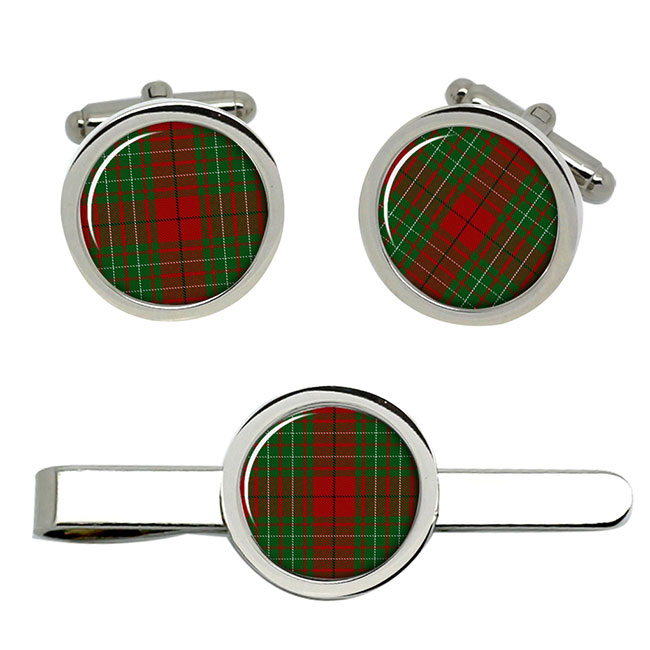 Cumming Scottish Tartan Cufflinks and Tie Clip Set