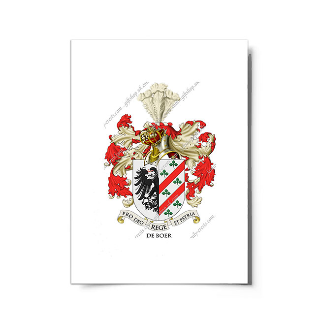 de Boer (Netherlands) Coat of Arms Print