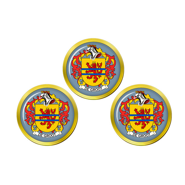 de Groot (Netherlands) Coat of Arms Golf Ball Markers - Family Crests
