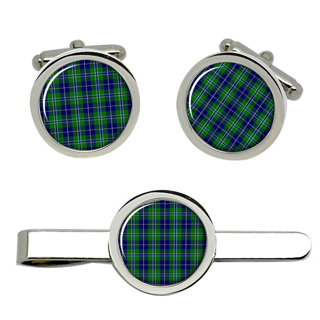 Douglas Scottish Tartan Cufflinks and Tie Clip Set