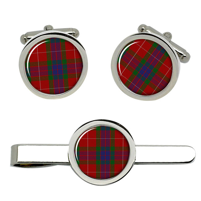 Fraser Scottish Tartan Cufflinks and Tie Clip Set