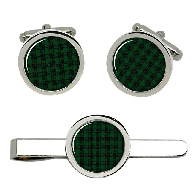 Graham Scottish Tartan Cufflinks and Tie Clip Set