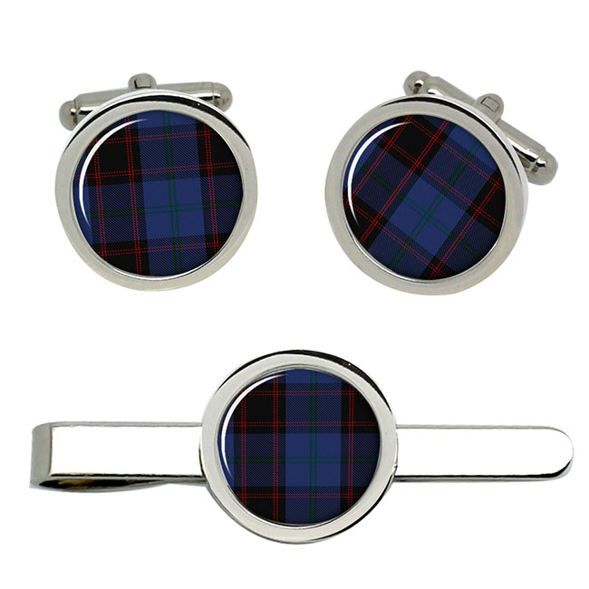 Hume Scottish Tartan Cufflinks and Tie Clip Set