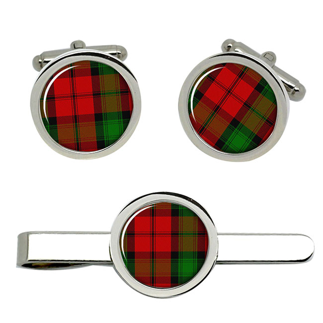 Kerr Scottish Tartan Cufflinks and Tie Clip Set