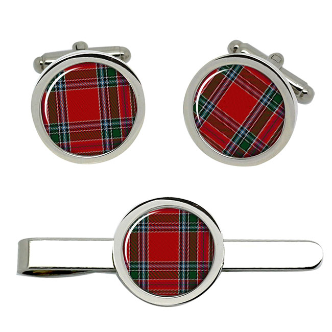 MacBain Scottish Tartan Cufflinks and Tie Clip Set