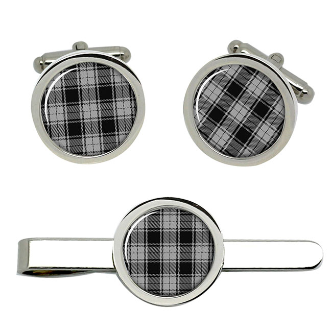 MacFee Scottish Tartan Cufflinks and Tie Clip Set