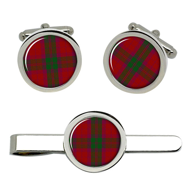 Macnab Scottish Tartan Cufflinks and Tie Clip Set