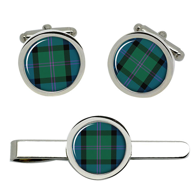 MacThomas Scottish Tartan Cufflinks and Tie Clip Set