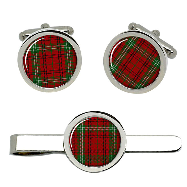 Morrison Scottish Tartan Cufflinks and Tie Clip Set