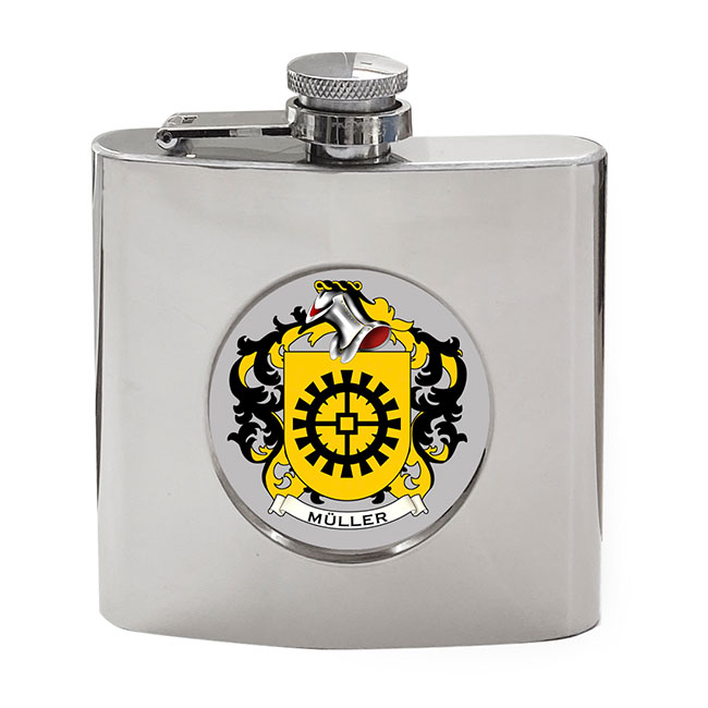 Müller (Swiss) Coat of Arms Hip Flask