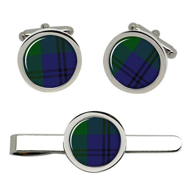 Oliphant Scottish Tartan Cufflinks and Tie Clip Set