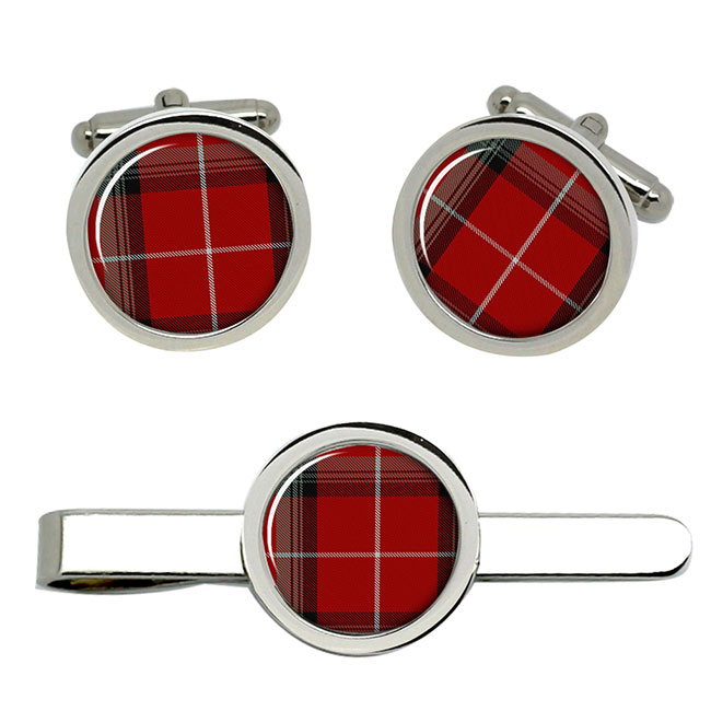 Stuart Scottish Tartan Cufflinks and Tie Clip Set