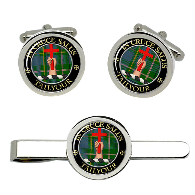 Tailyour Scottish Clan Crest Cufflink and Tie Clip Set