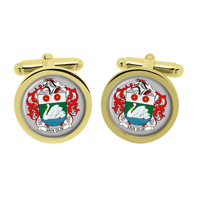 van Dijk (Netherlands) Coat of Arms Cufflinks - Family Crests