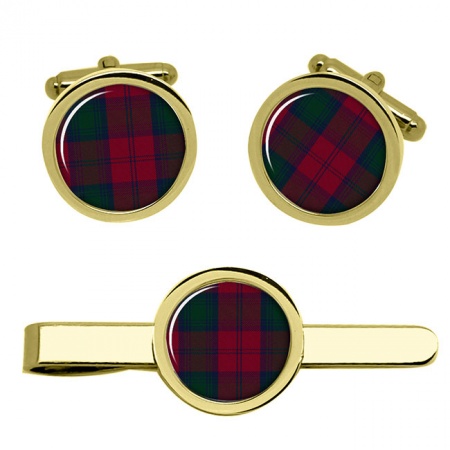 Lindsay Scottish Tartan Cufflinks and Tie Clip Set