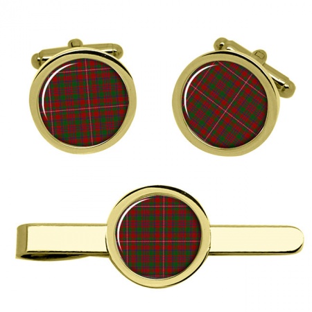 Mackinnon Scottish Tartan Cufflinks and Tie Clip Set