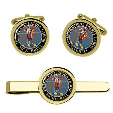 McKerrell Scottish Clan Crest Cufflink and Tie Clip Set