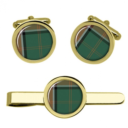 Pollock Scottish Tartan Cufflinks and Tie Clip Set