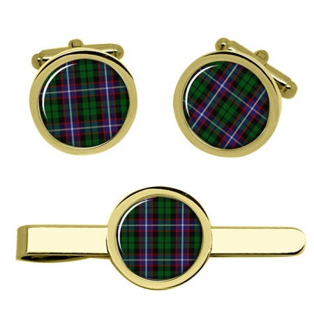 Russell Scottish Tartan Cufflinks and Tie Clip Set