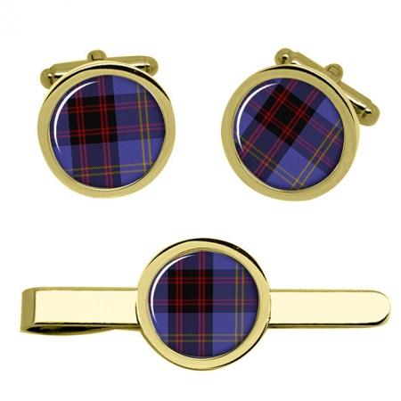 Rutherford Scottish Tartan Cufflinks and Tie Clip Set