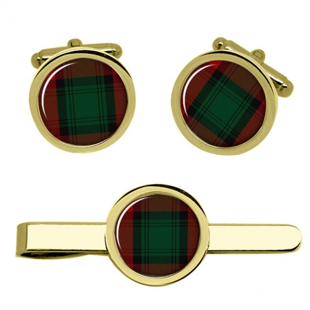 Stewart Scottish Tartan Cufflinks and Tie Clip Set