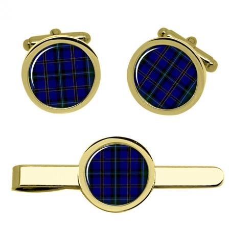 Weir Scottish Tartan Cufflinks and Tie Clip Set