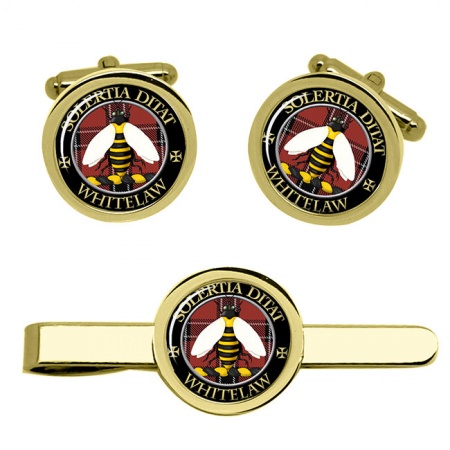 Whitelaw Scottish Clan Crest Cufflink and Tie Clip Set