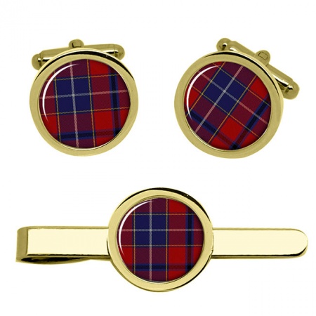 Wishart Scottish Tartan Cufflinks and Tie Clip Set